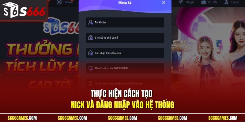 Thực hiện cách tạo nick và đăng nhập vào hệ thống